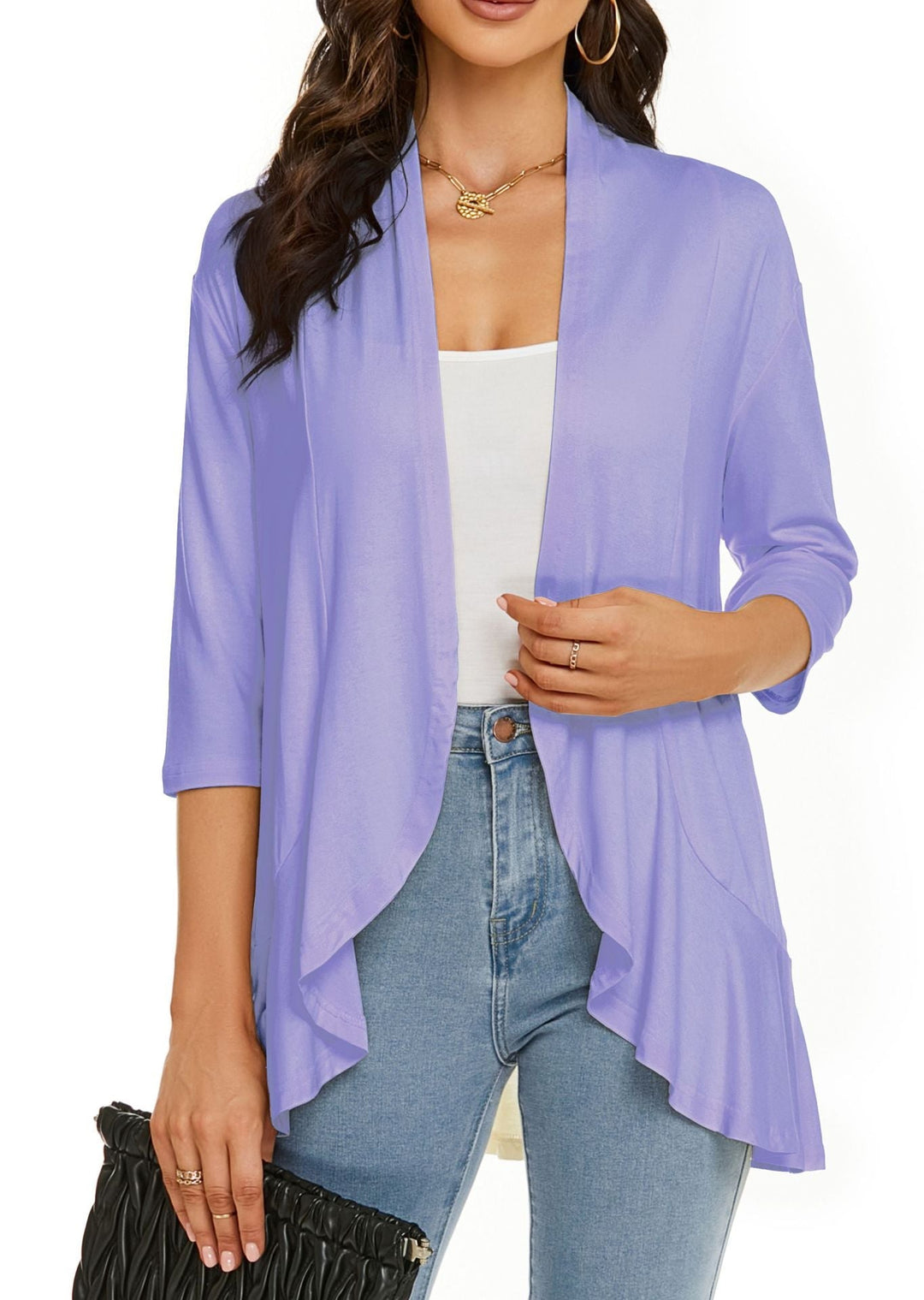 Bella | Damen Offener Front Drapierter Cardigan