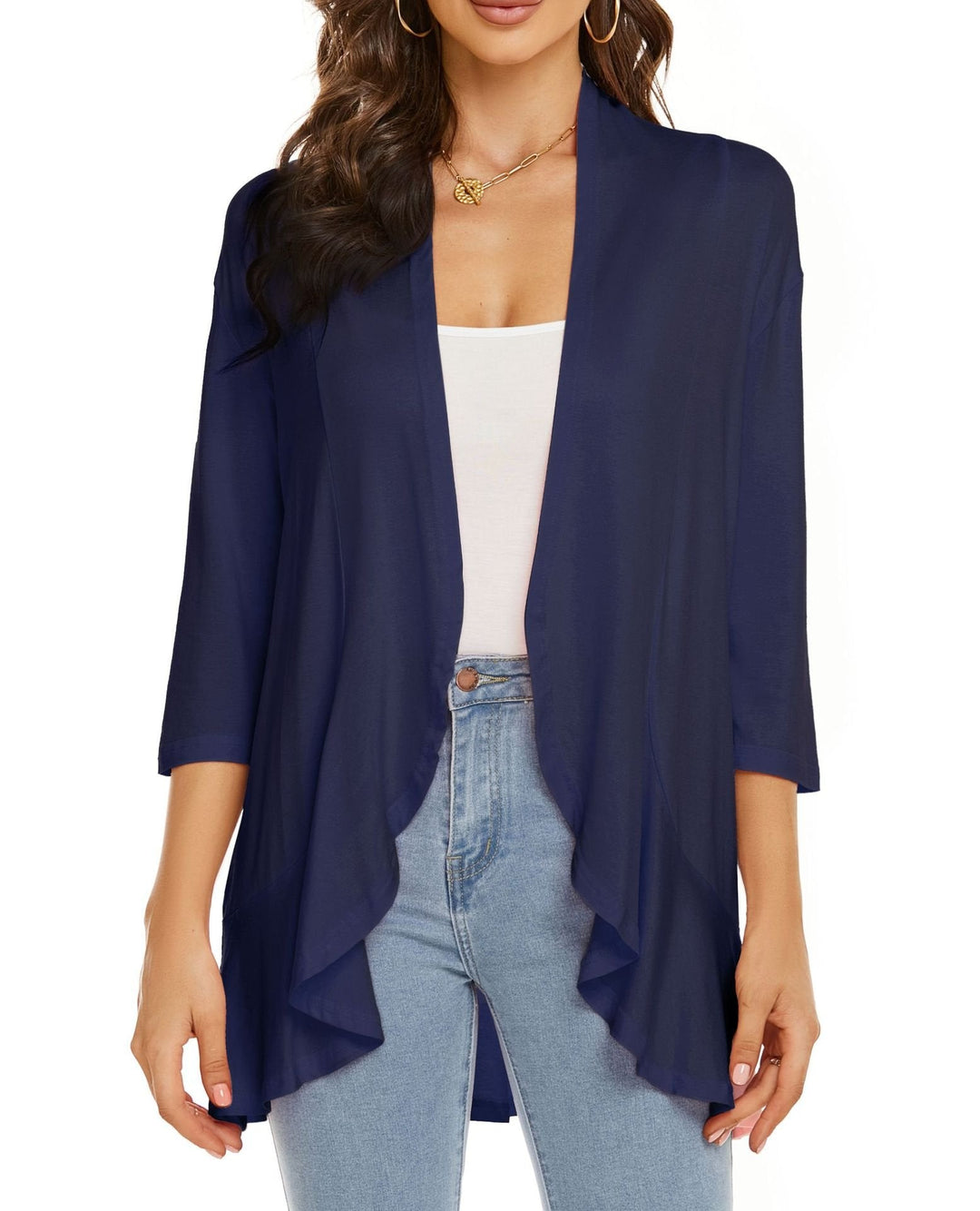Bella | Damen Offener Front Drapierter Cardigan