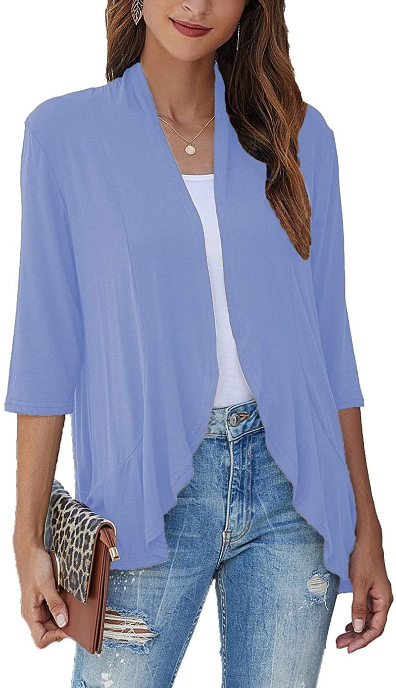 Bella | Damen Offener Front Drapierter Cardigan