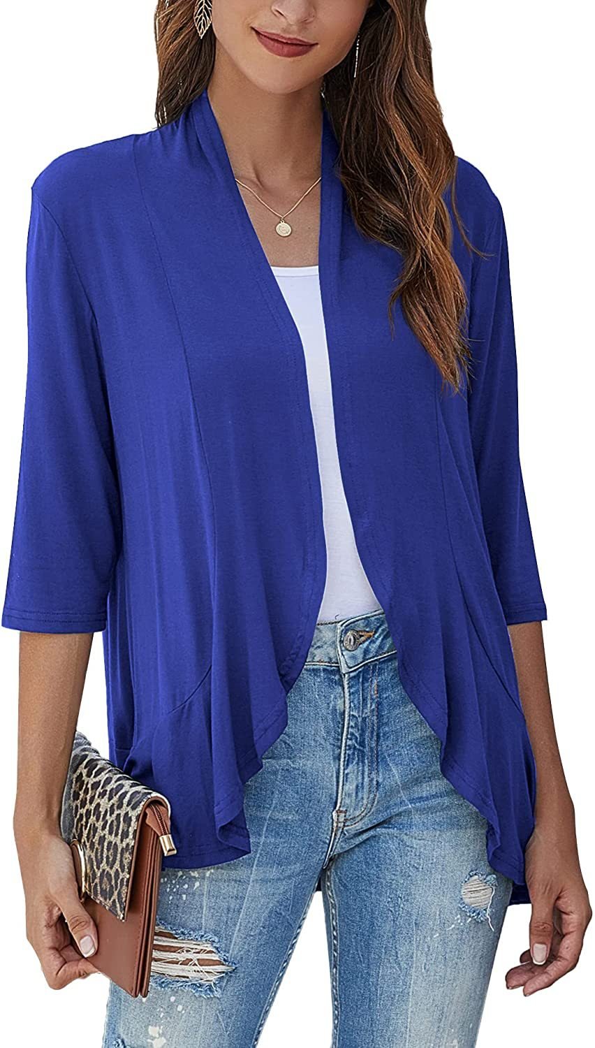 Bella | Damen Offener Front Drapierter Cardigan