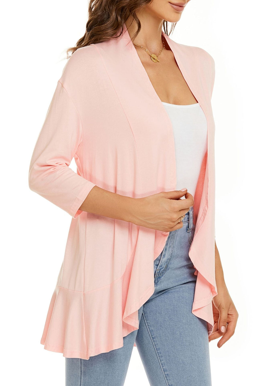 Bella | Damen Offener Front Drapierter Cardigan