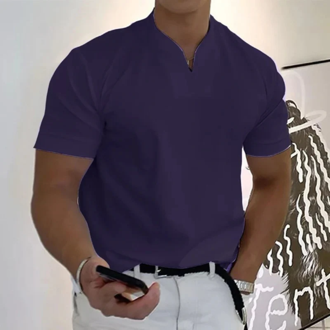Bjarne | Herren T-Shirt Mit V-Ausschnitt Schlicht Freizeit