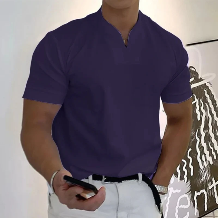 Bjarne | Herren T-Shirt Mit V-Ausschnitt Schlicht Freizeit
