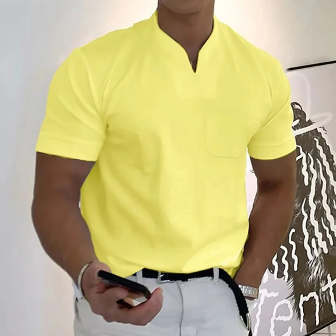 Bjarne | Herren T-Shirt Mit V-Ausschnitt Schlicht Freizeit