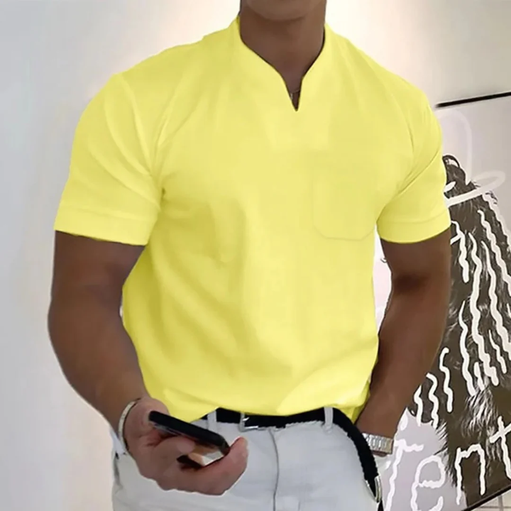 Bjarne | Herren T-Shirt Mit V-Ausschnitt Schlicht Freizeit