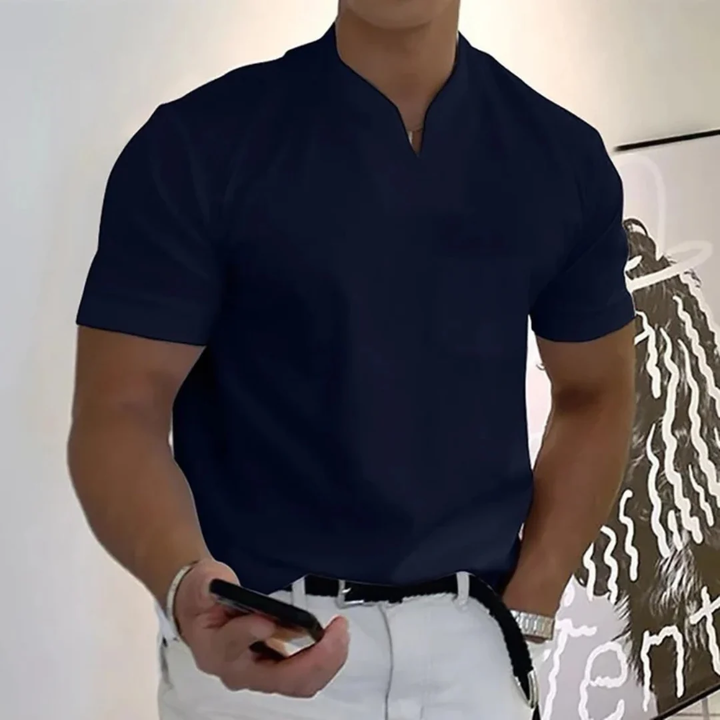Bjarne | Herren T-Shirt Mit V-Ausschnitt Schlicht Freizeit