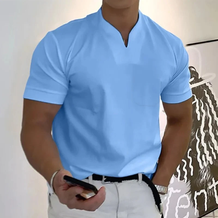 Bjarne | Herren T-Shirt Mit V-Ausschnitt Schlicht Freizeit