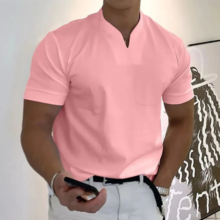 Bjarne | Herren T-Shirt Mit V-Ausschnitt Schlicht Freizeit