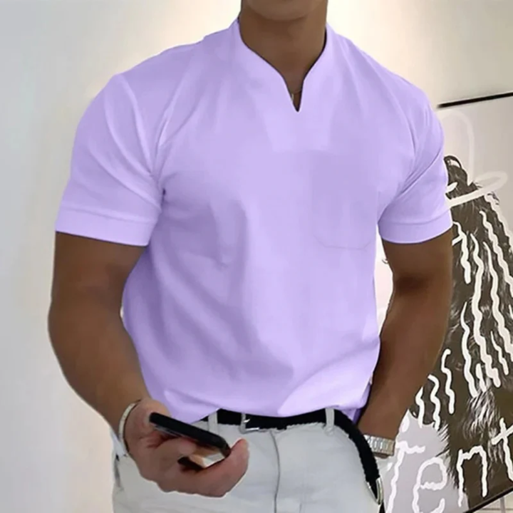 Bjarne | Herren T-Shirt Mit V-Ausschnitt Schlicht Freizeit