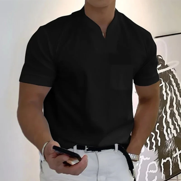 Bjarne | Herren T-Shirt Mit V-Ausschnitt Schlicht Freizeit