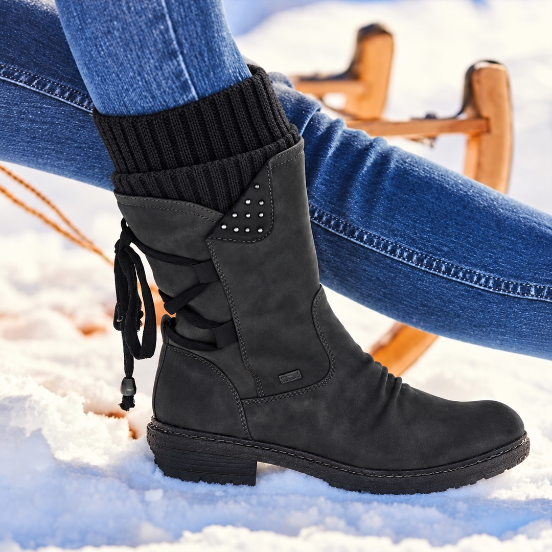 Orthopädische Wasserdichte Stiefel mit Reißverschluss und Fußgewölbestütze für Damen