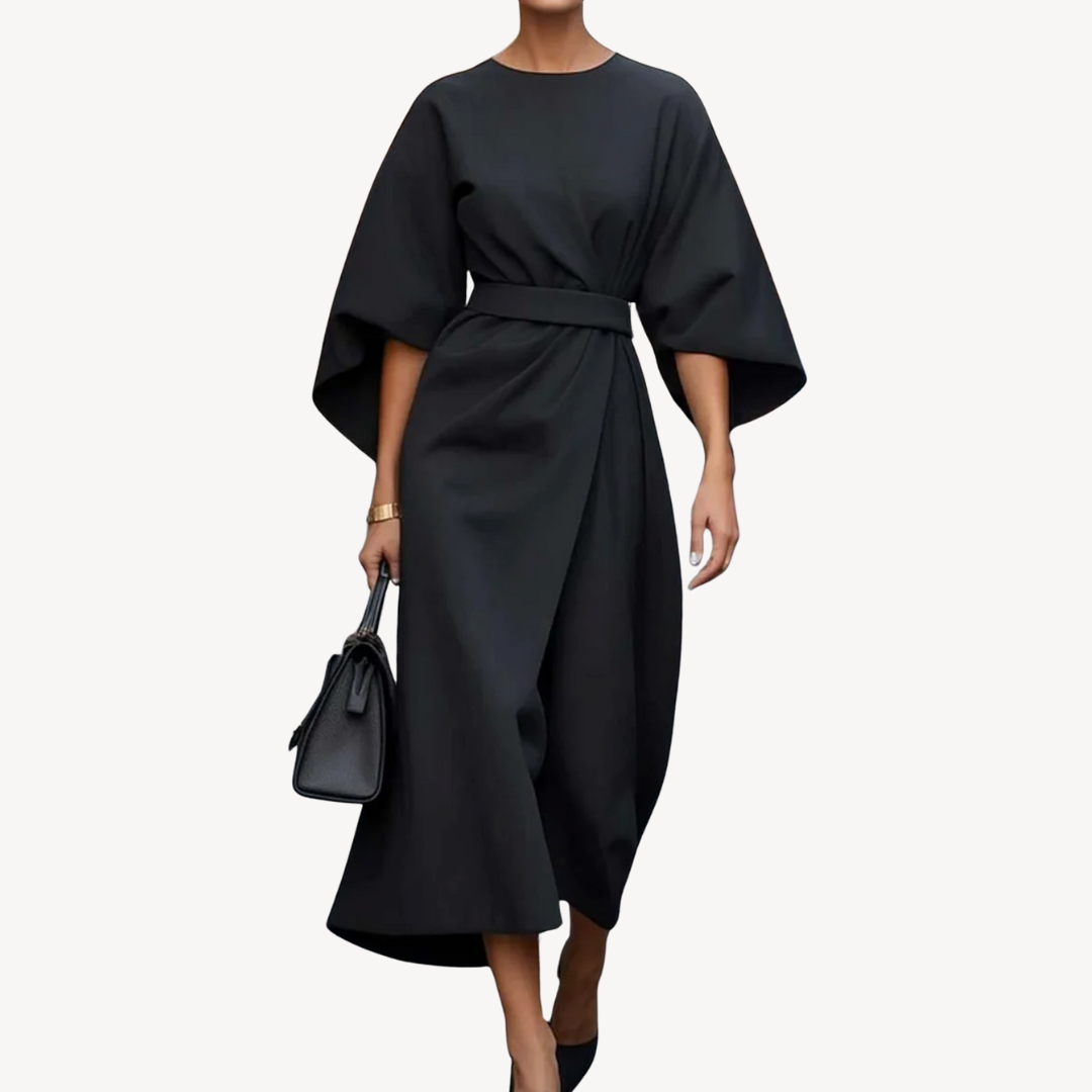 Bianca Baumwoll-Midi-Kleid für Damen mit Gürtel – elegantes Kleid mit A-Linien-Schnitt