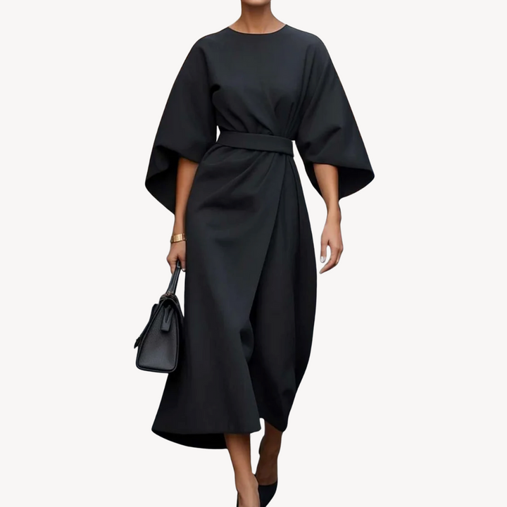 Bianca Baumwoll-Midi-Kleid für Damen mit Gürtel – elegantes Kleid mit A-Linien-Schnitt