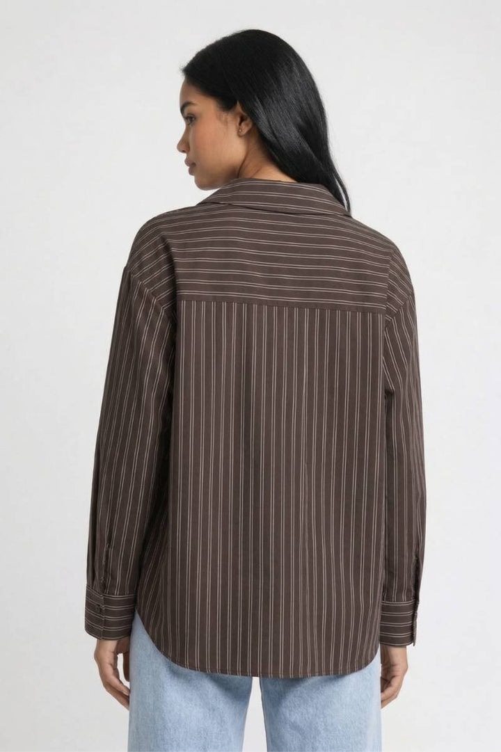 Bluse Damen - Oversized | Gestreift &amp; Klassischer Kragen