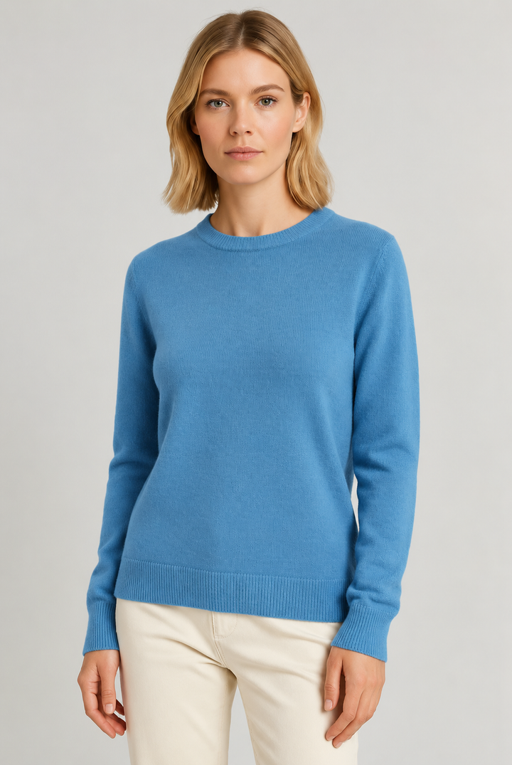 Damen-Kaschmirpullover mit Rundhalsausschnitt, weich