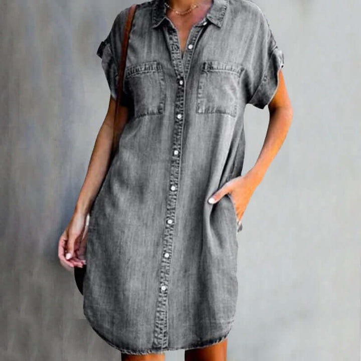 Bonnie | Damen Denim Mini Kleid mit Knopfleiste