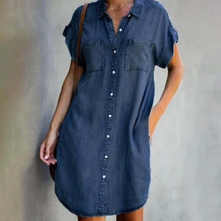 Bonnie | Damen Denim Mini Kleid mit Knopfleiste