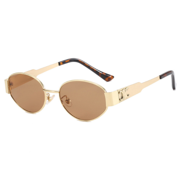 Mary - Retro Ovaler Metallrahmen Sonnenbrille mit getönten Gläsern