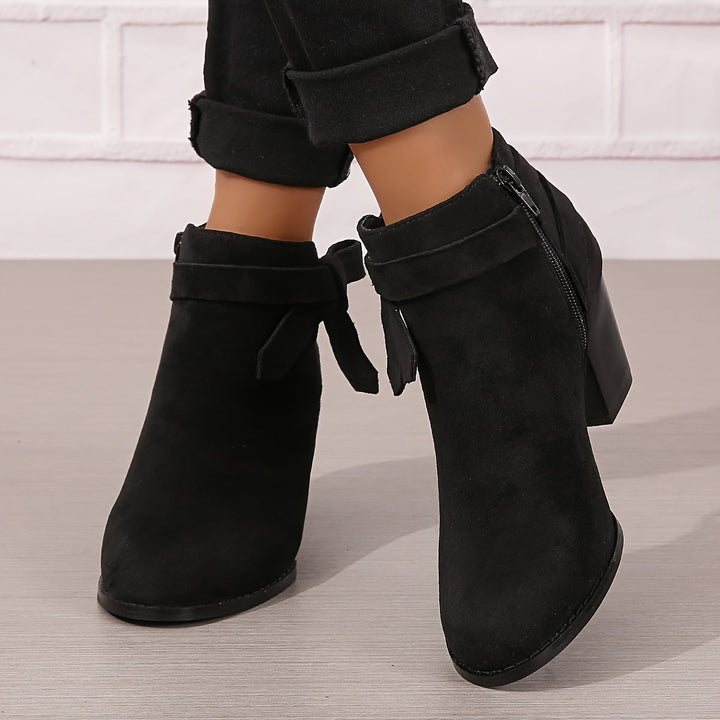 Gerda | Damen Stiefelette mit Schleife und Blockabsatz