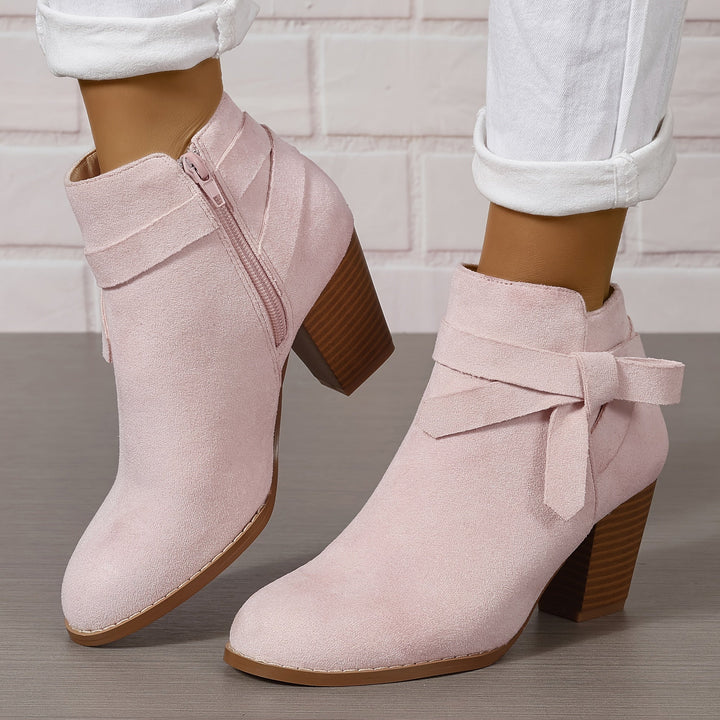 Gerda | Damen Stiefelette mit Schleife und Blockabsatz