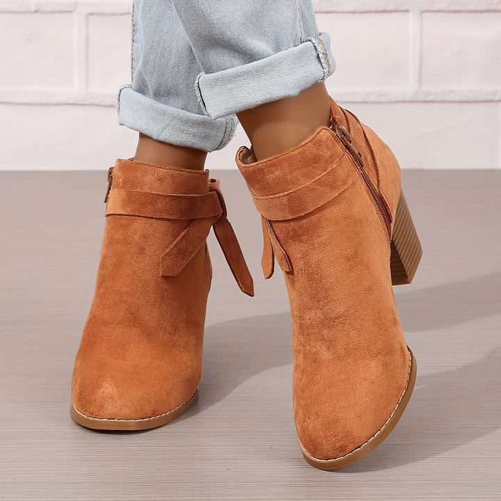 Gerda | Damen Stiefelette mit Schleife und Blockabsatz