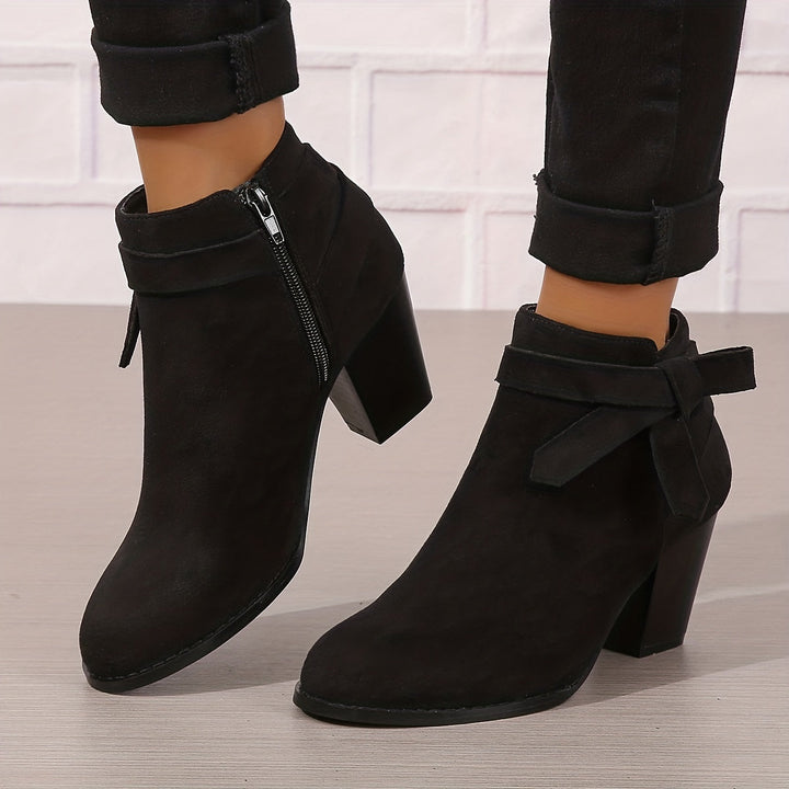 Gerda | Damen Stiefelette mit Schleife und Blockabsatz