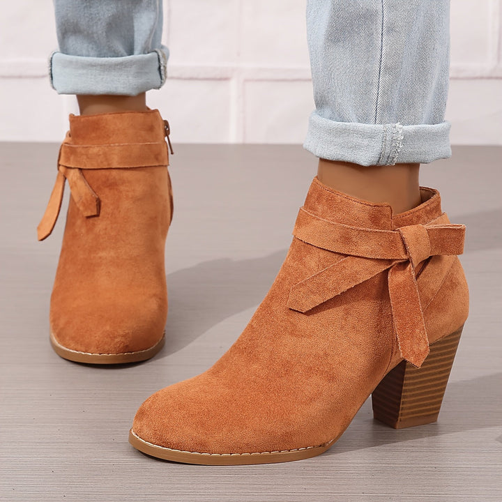 Gerda | Damen Stiefelette mit Schleife und Blockabsatz