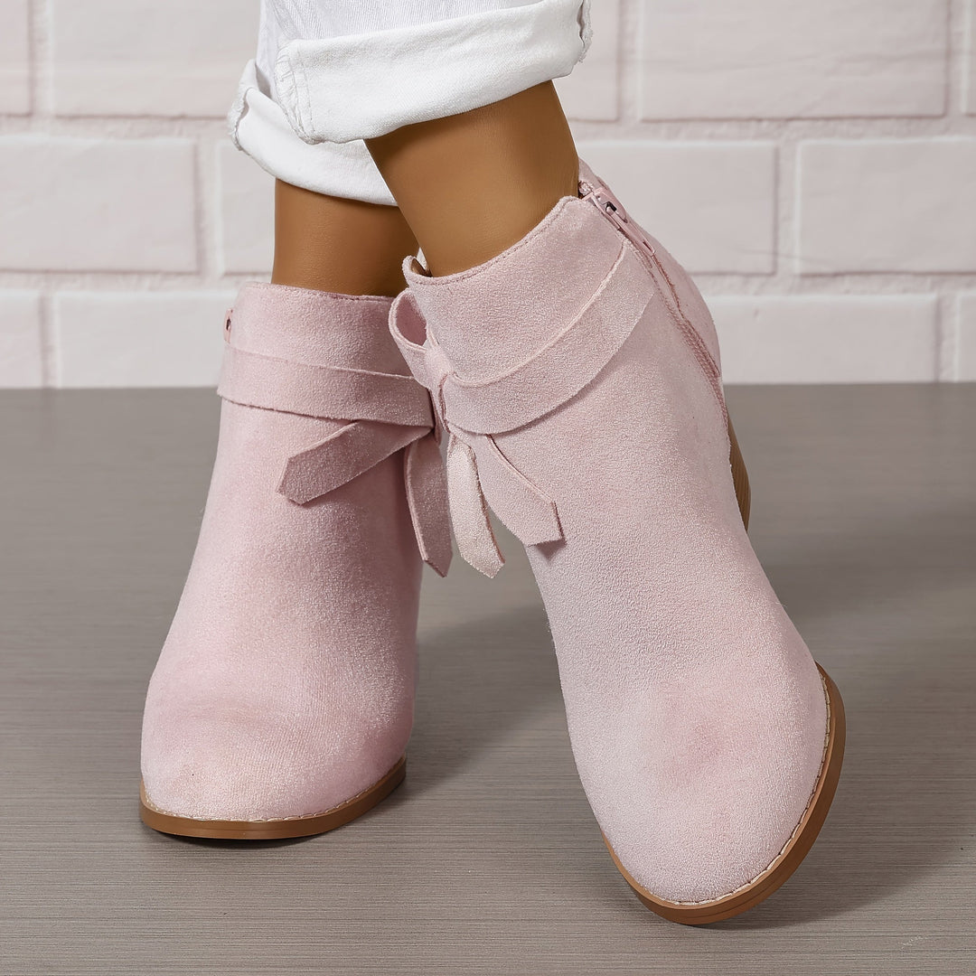 Gerda | Damen Stiefelette mit Schleife und Blockabsatz
