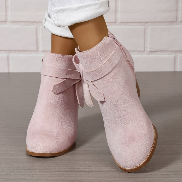 Gerda | Damen Stiefelette mit Schleife und Blockabsatz