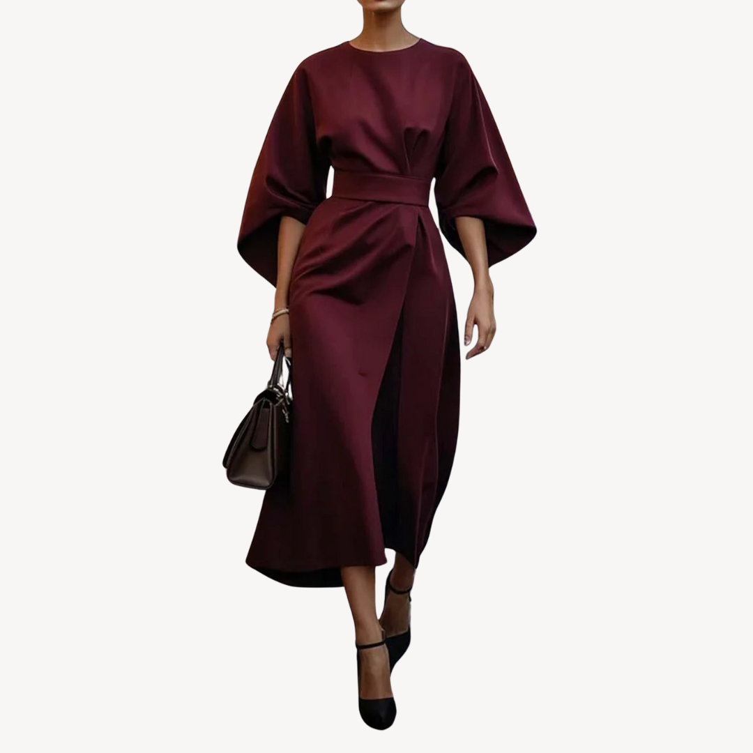 Bianca Baumwoll-Midi-Kleid für Damen mit Gürtel – elegantes Kleid mit A-Linien-Schnitt