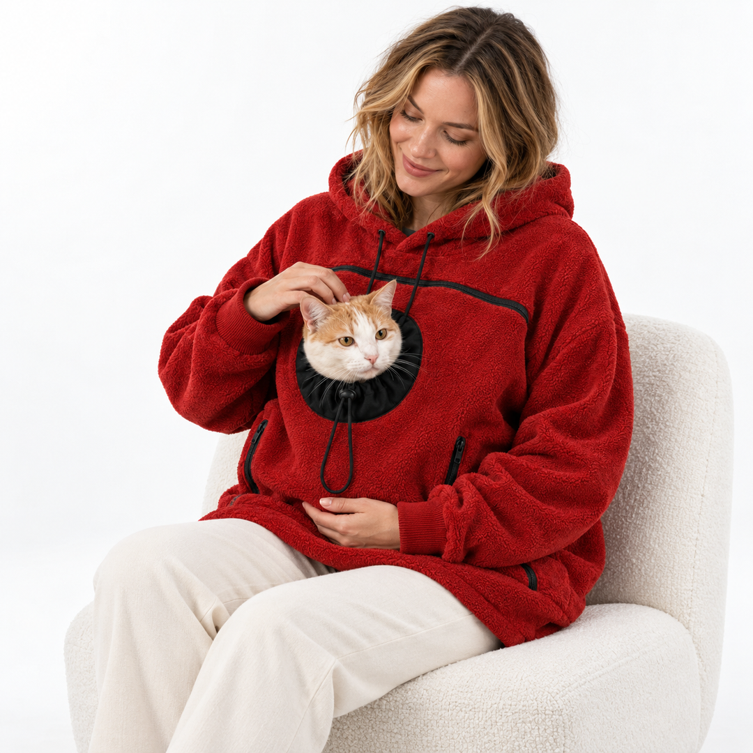 Corvina | Damen Sherpa Haustier Trage Hoodie mit Ausguck-Tasche