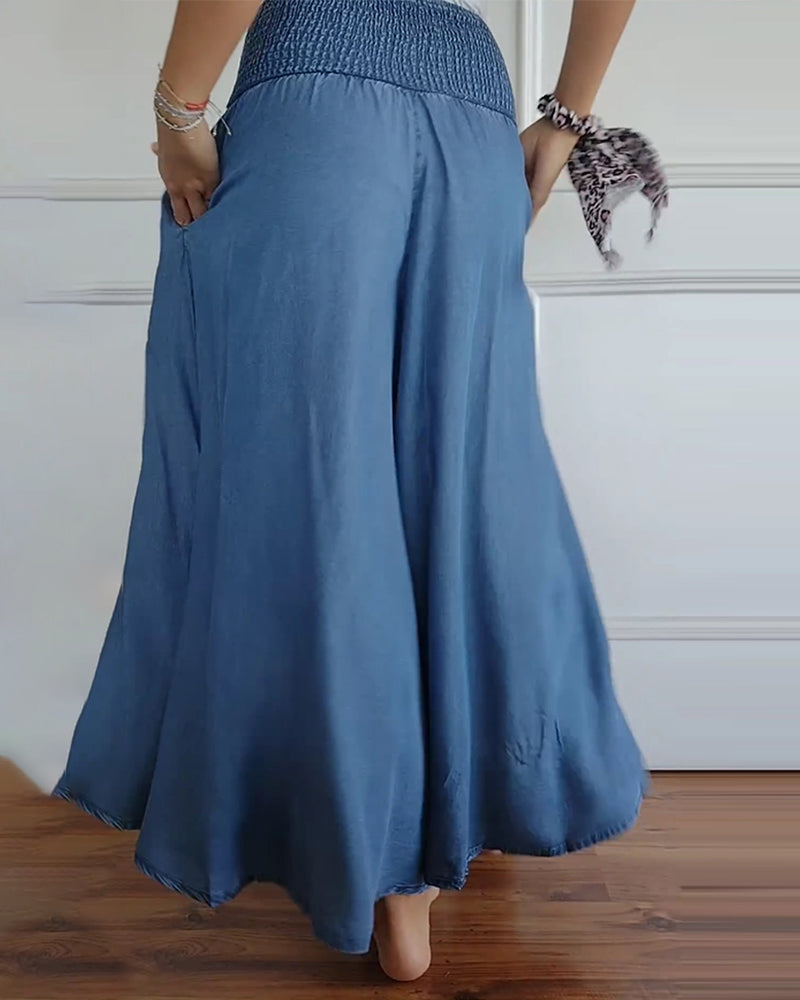 Damen Weite Hose Rock Eleganter Boho-Stil mit Hoher Taille und Weiten Beinen – Perfekt für Alltag und Urlaub