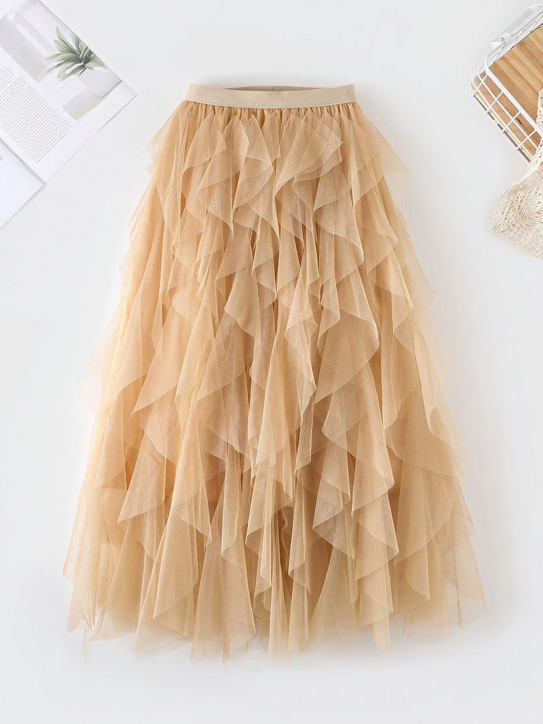 Damenrock Elegante Mehrlagige Volant Romantisches Festkleid