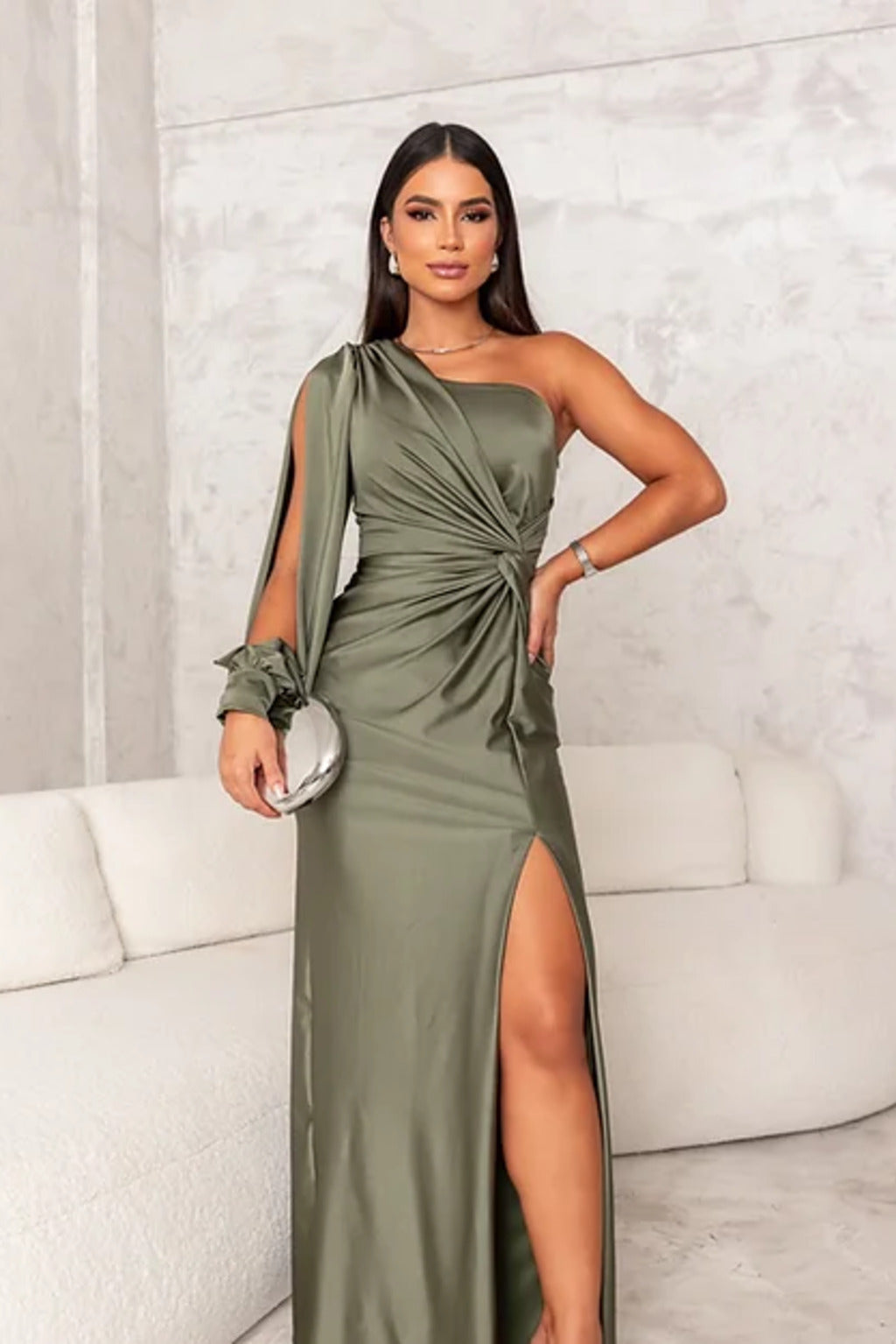 Isolde | Ein-Schulter Maxi Kleid mit Eleganter Spalte