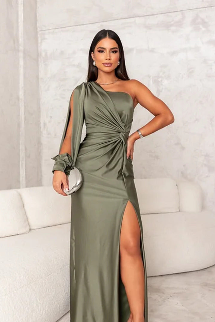 Isolde | Ein-Schulter Maxi Kleid mit Eleganter Spalte