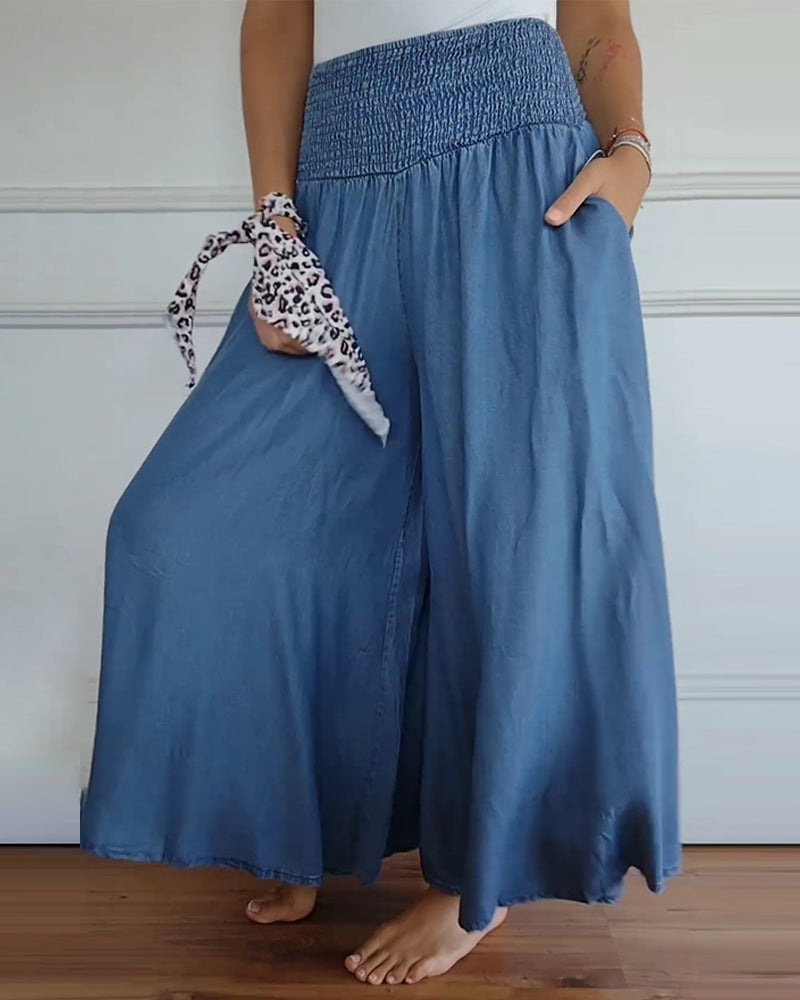 Damen Weite Hose Rock Eleganter Boho-Stil mit Hoher Taille und Weiten Beinen – Perfekt für Alltag und Urlaub