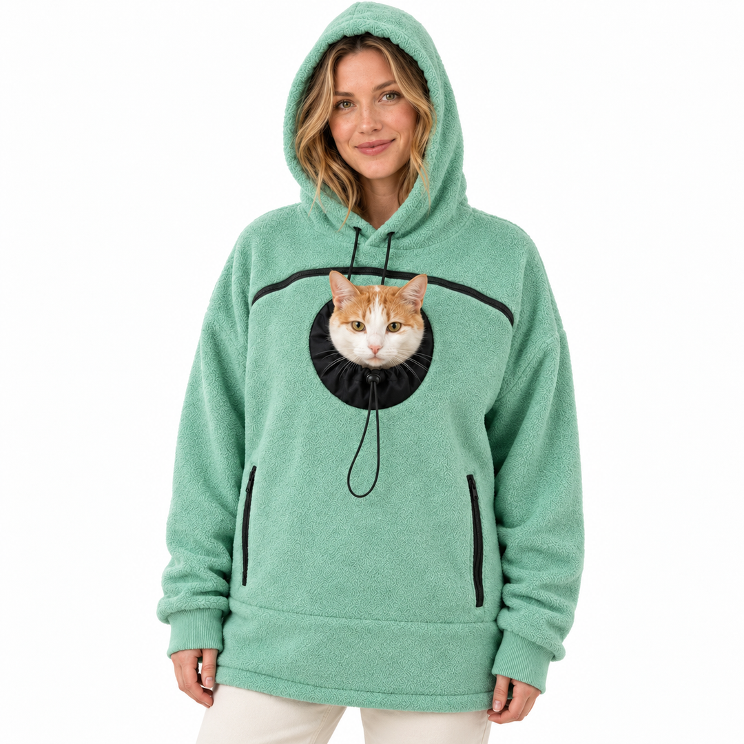 Corvina | Damen Sherpa Haustier Trage Hoodie mit Ausguck-Tasche