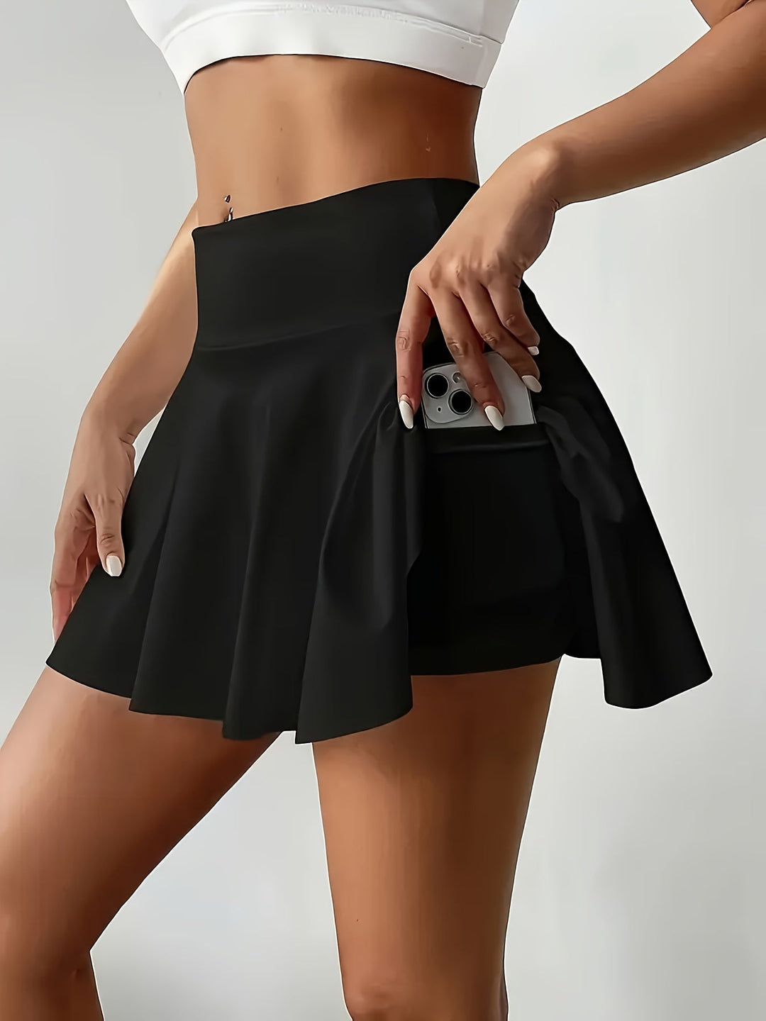 Damen Sport Plissee Shortsrock mit praktischer Tasche, lässiger Stil, ideal für Frühling und Sommer