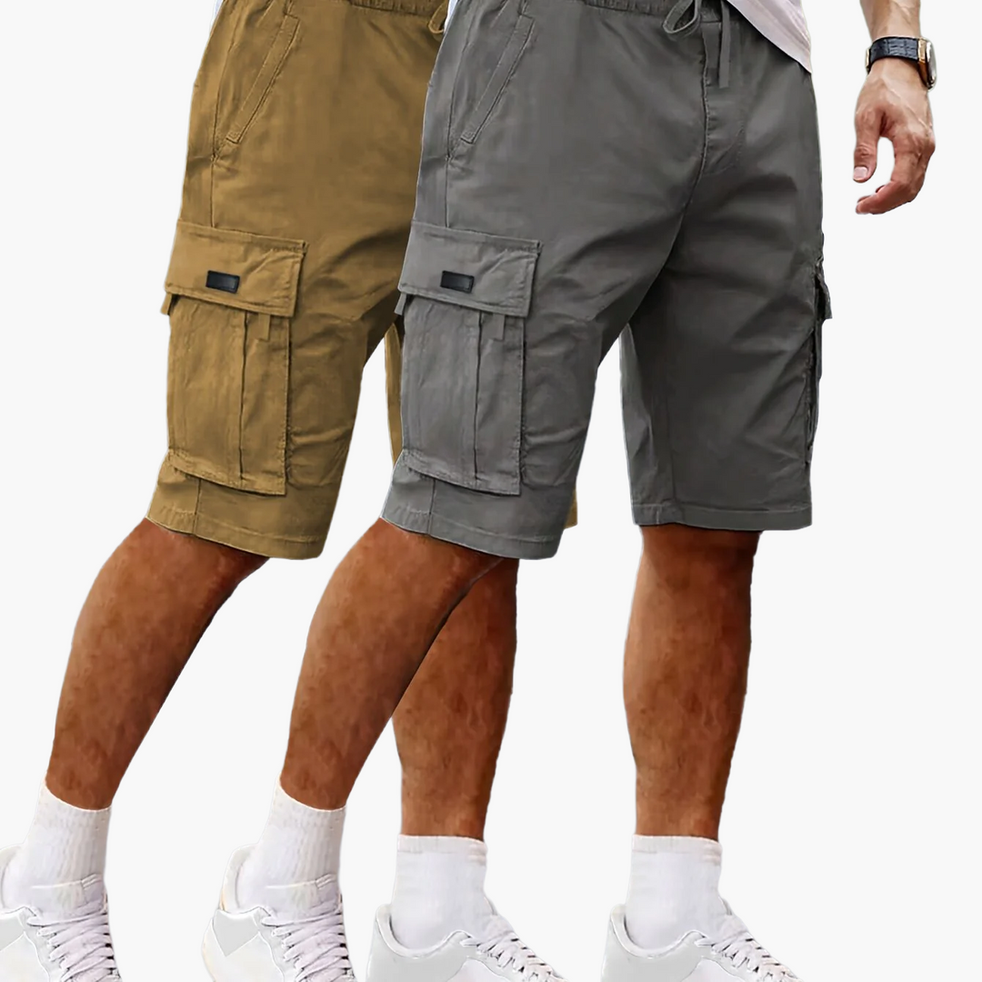 Herren-Cargoshorts im 2er-Pack mit Taschen, bequeme Passform