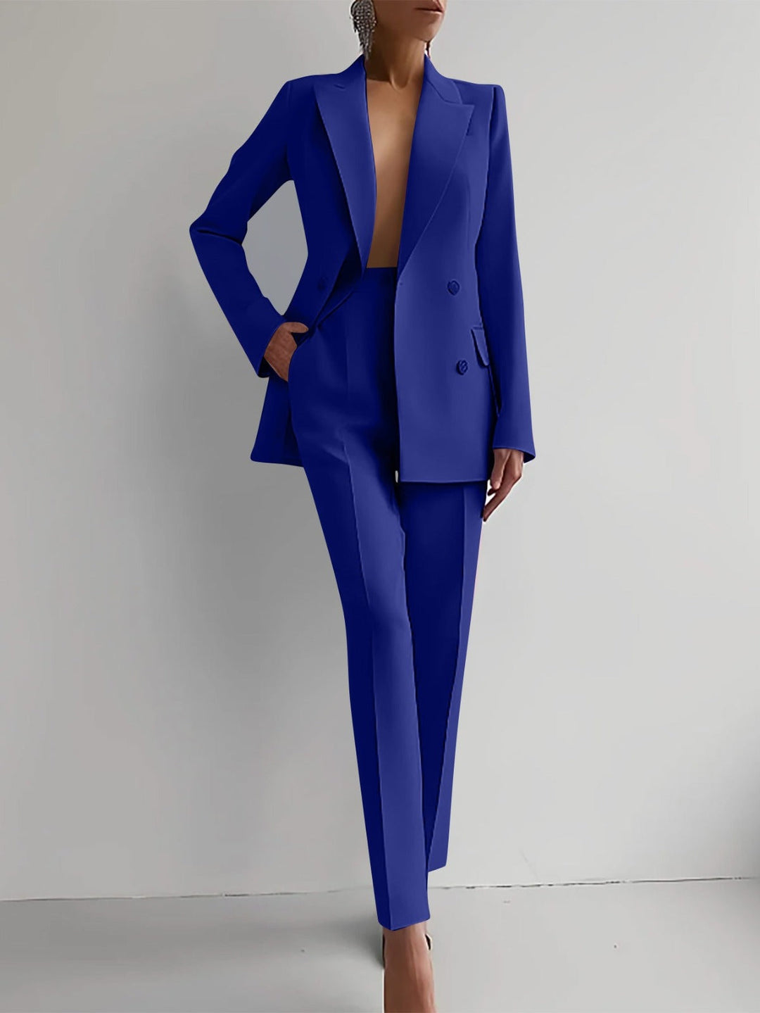 Eleganter Zweiteiler Damen Blazer mit Einknopfverschluss und Gerade Hose für Business und Freizeit