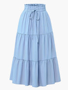 Damenrock mit Smockbund Eleganter Alltagsstil Midi Volantrock