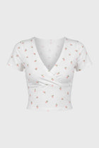 Crop Top Damen - Wickel Stil | V-Ausschnitt mit kurzen Ärmeln