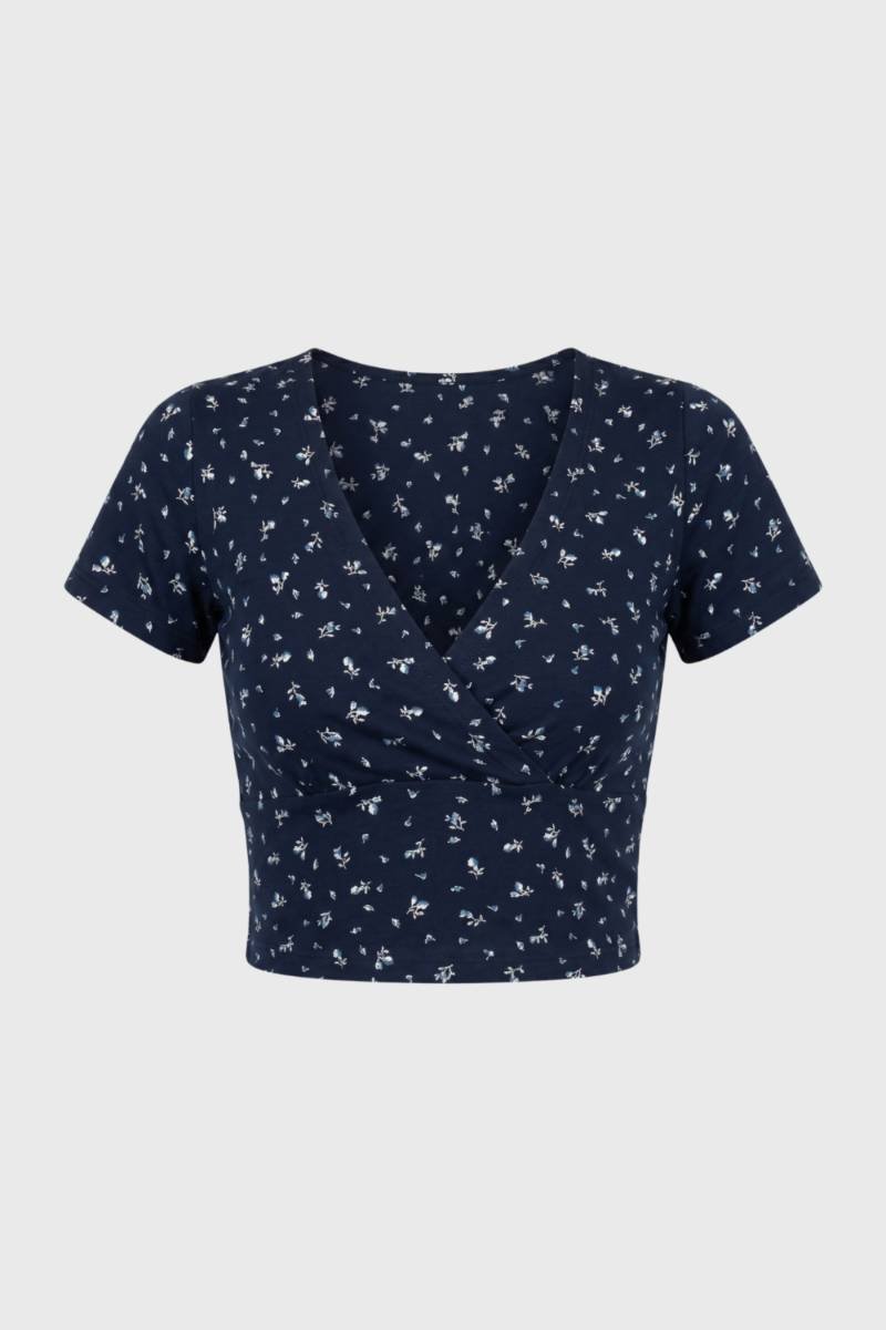 Crop Top Damen - Wickel Stil | V-Ausschnitt mit kurzen Ärmeln