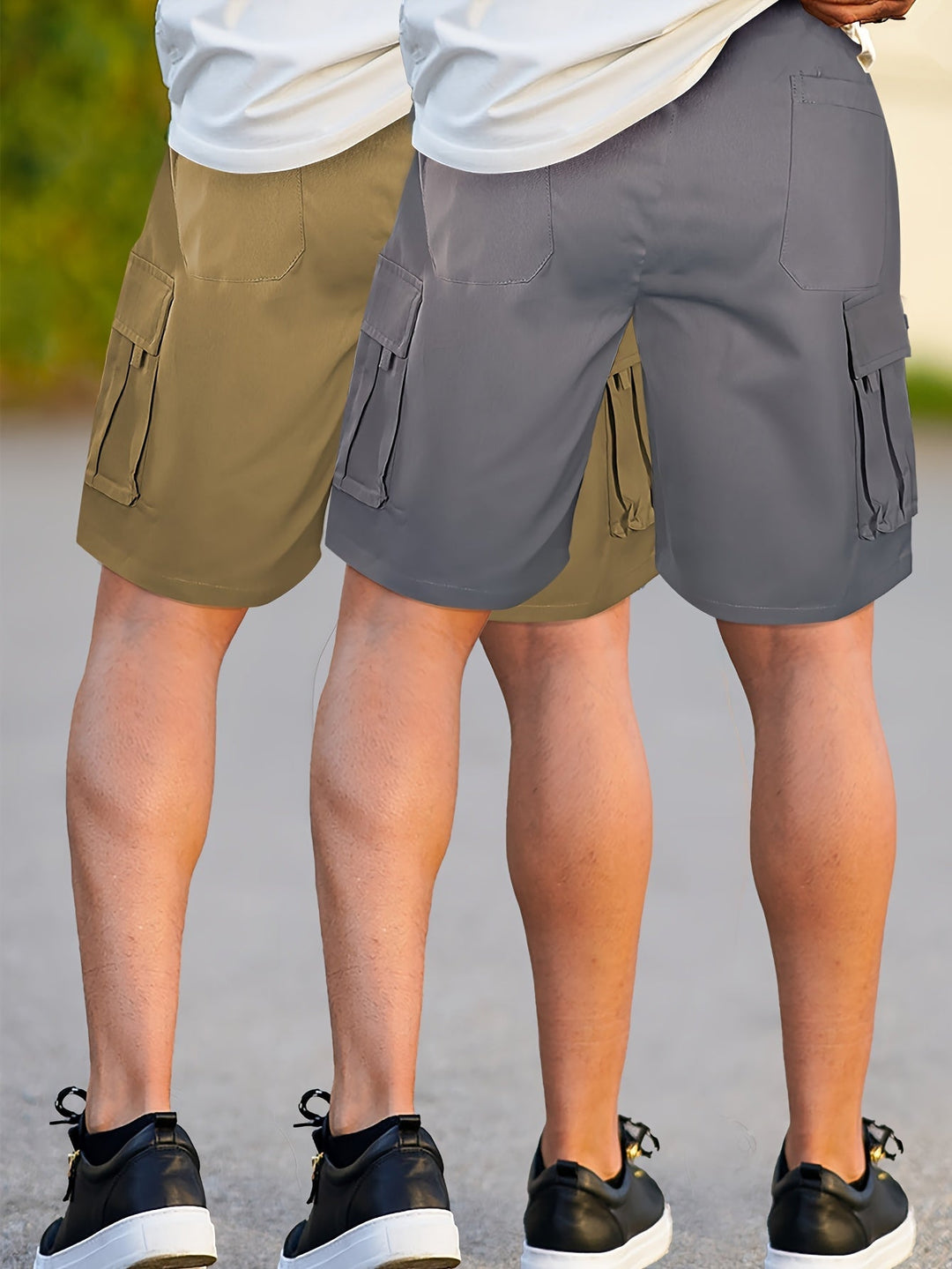 Herren-Cargoshorts im 2er-Pack mit Taschen, bequeme Passform