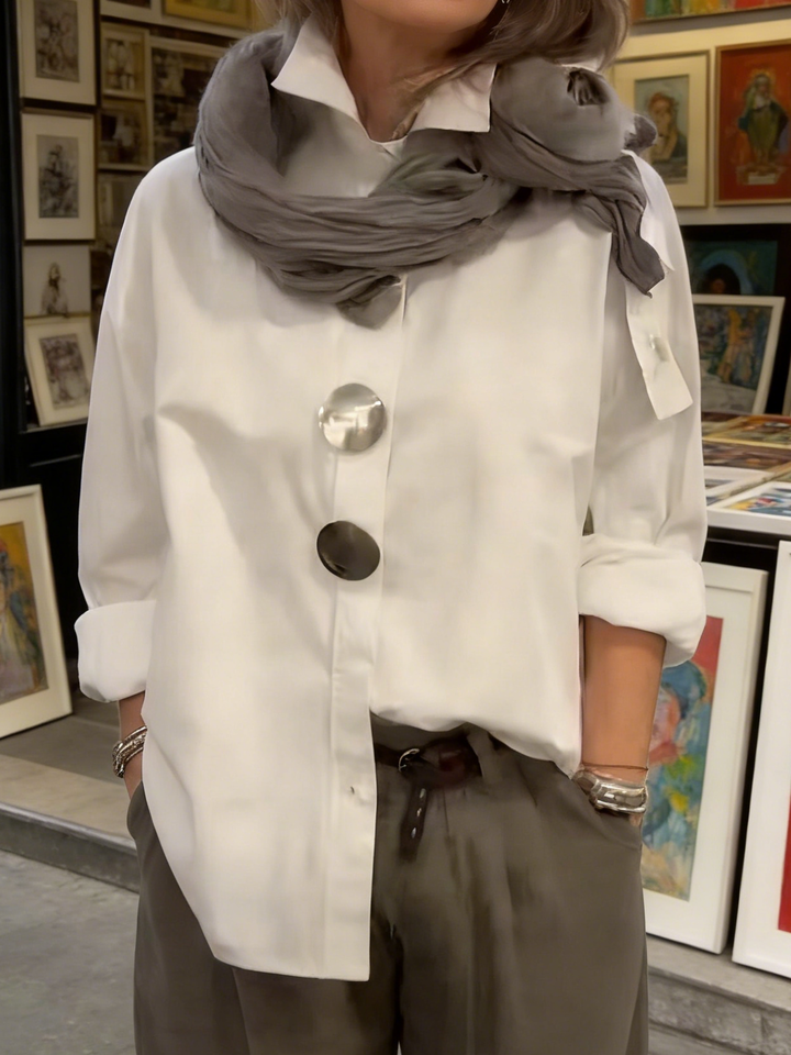 Betty - Damen Oversized Hemd mit Knopfleiste und Kentkragen