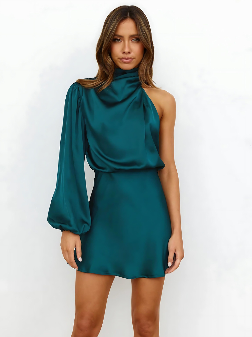 Ein-Schulter Kleid Für Frauen Mit Asymmetrischem Ausschnitt