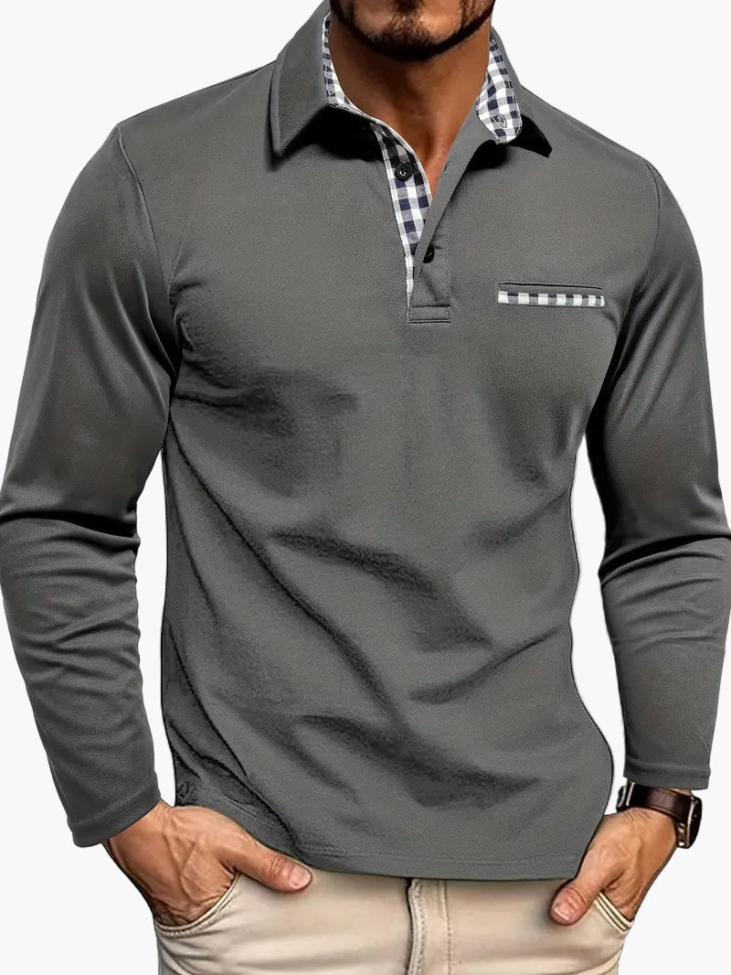 Elegantes Herrenpolo mit langen Ärmeln, moderner Stil für Business und Freizeit