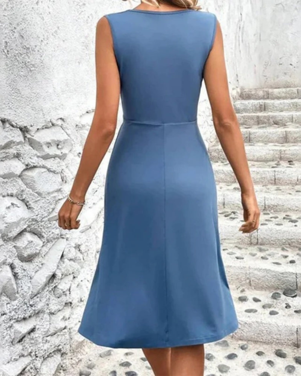Damen Cocktail Sommerkleid Midi mit V-Ausschnitt | Festliches Kleid