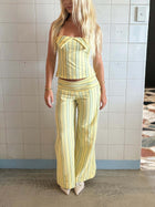 Damen Gestreiftes Sommer-Set mit Neckholder-Top und weiter Hose
