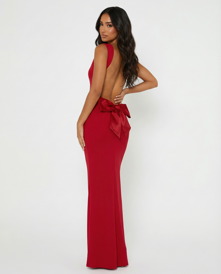 Damen Maxi Kleid mit Cowl Ausschnitt breiten Schulterträgern und geradem Saum